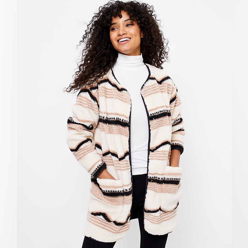 LOFT Lou & Grey Ski Lodge Cozy Up Coat Sherpa Fleece‎ Oversized Women’s Large